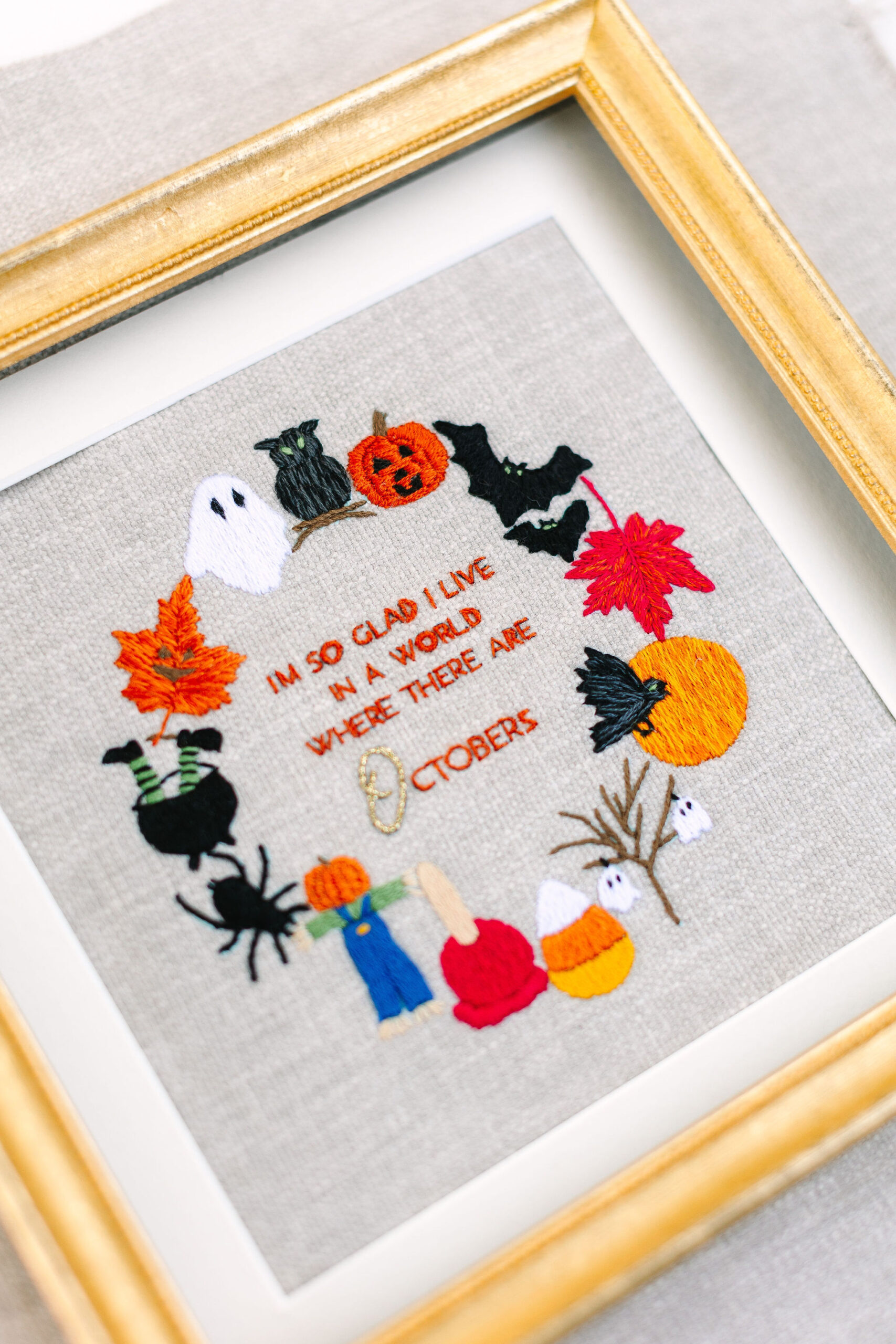 I'm So Glad I Live in Octobers Embroidery Kit Kit