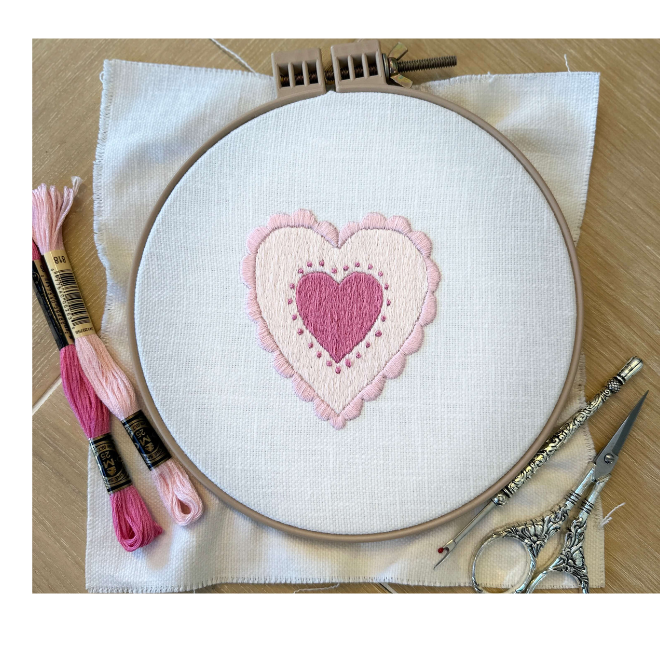 Valentine's Scalloped Heart Embroidery Kit - Image 4